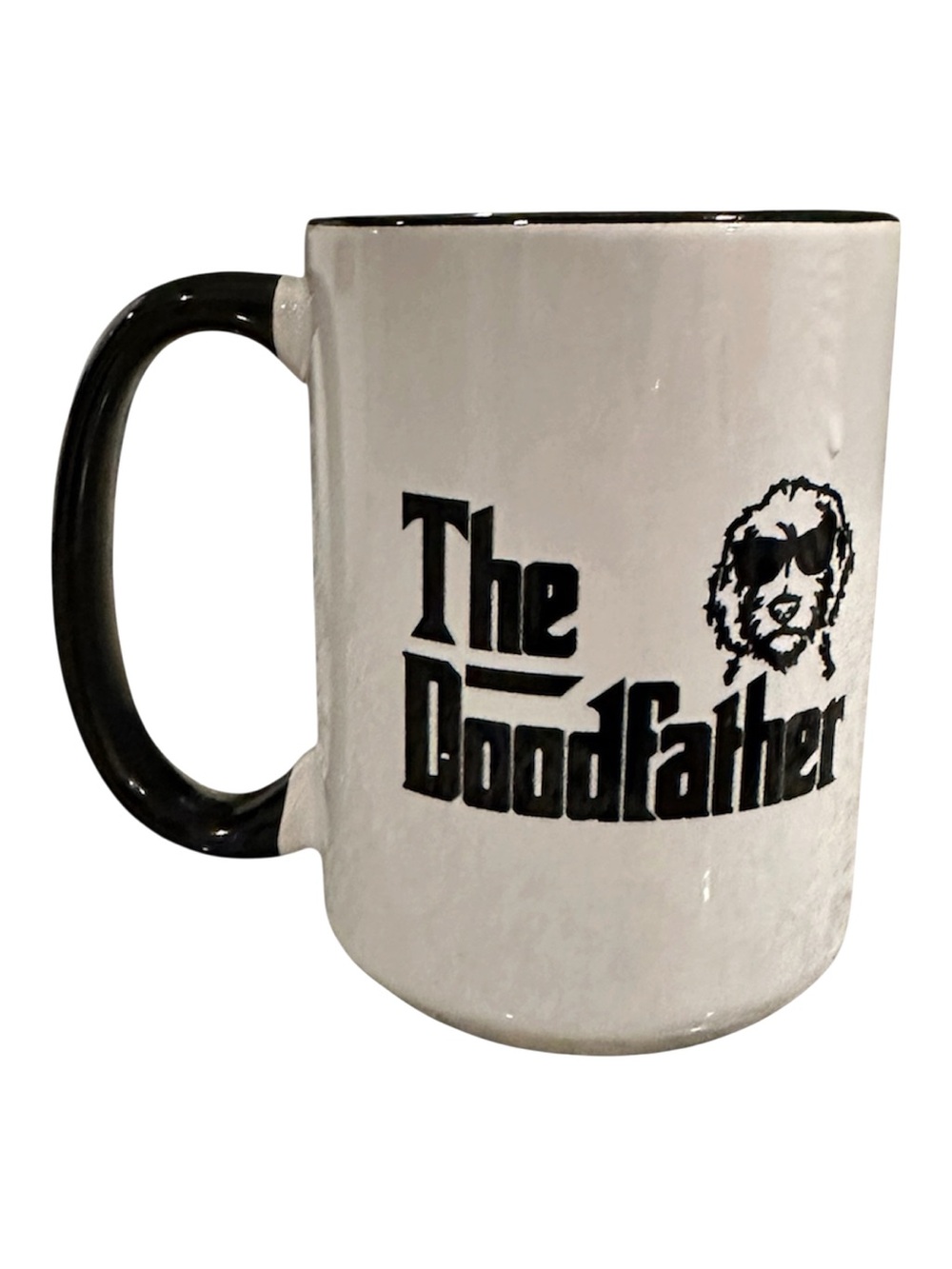 The Doodfather Ceramic Coffee Mug - White with Black Handle
